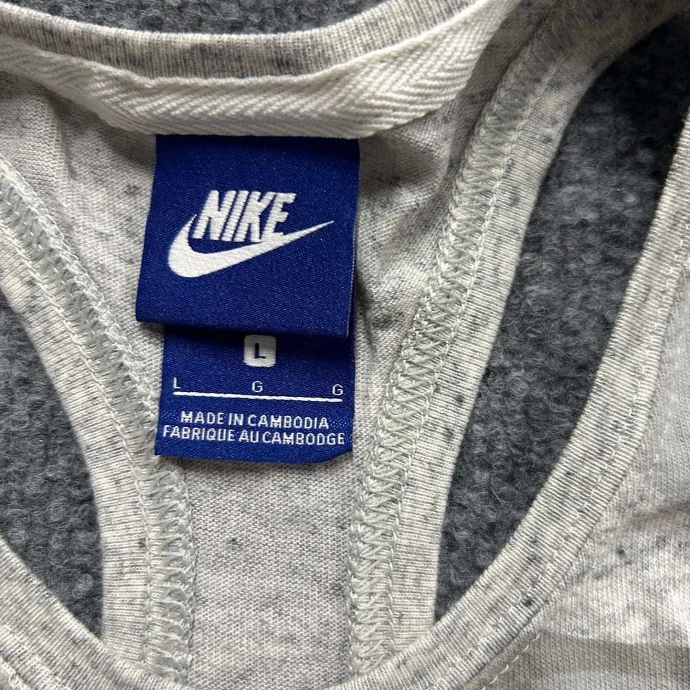 Nike Tank Top Womens Size L Grey Camo Racerback Graphic Logo Casual Athletic